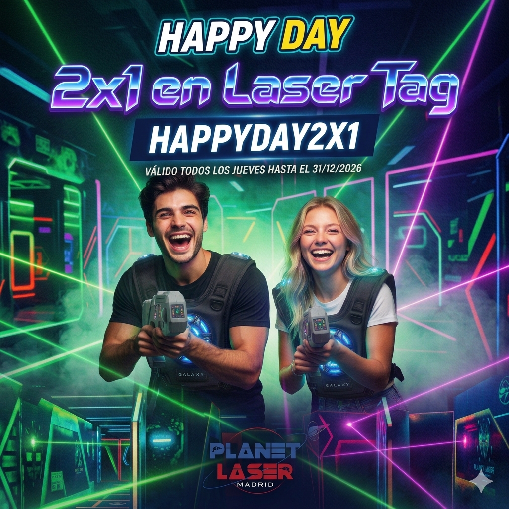2x1 en Laser Tag: ¡Llega el HAPPY DAY a Planet Laser Madrid!